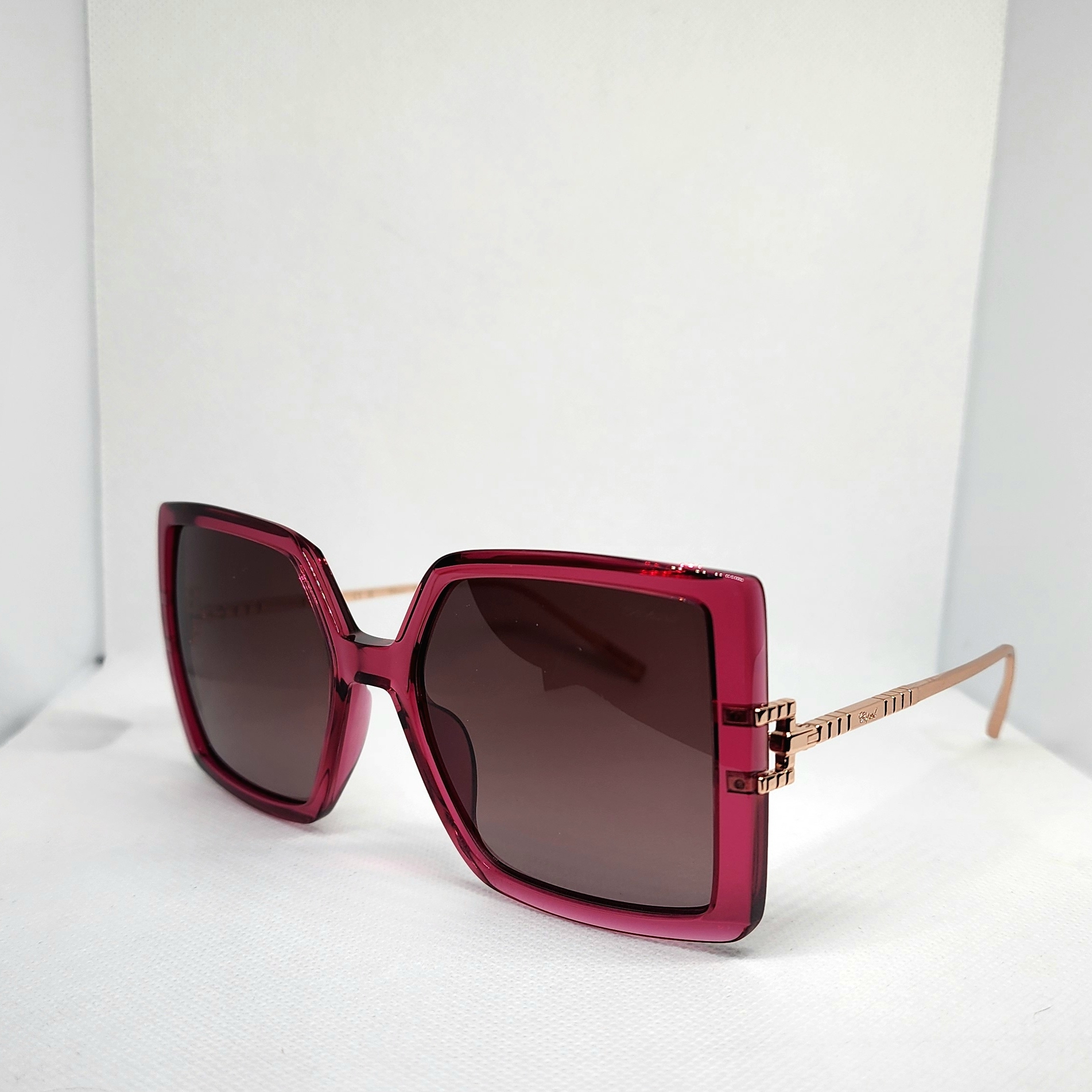 New Auth Chopard Sch334m Transparent Raspberry/Brown Gradient Sunglasses